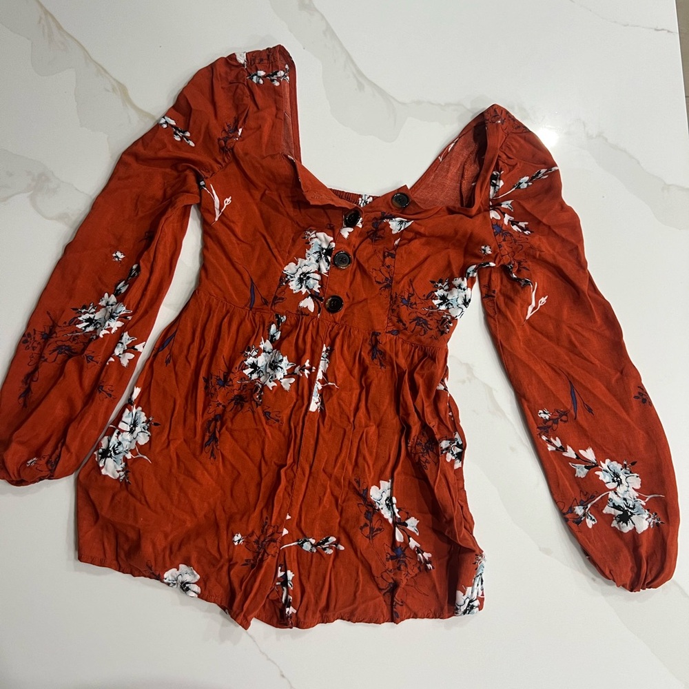 Floral Urban Outfitters longsleeve romper XS